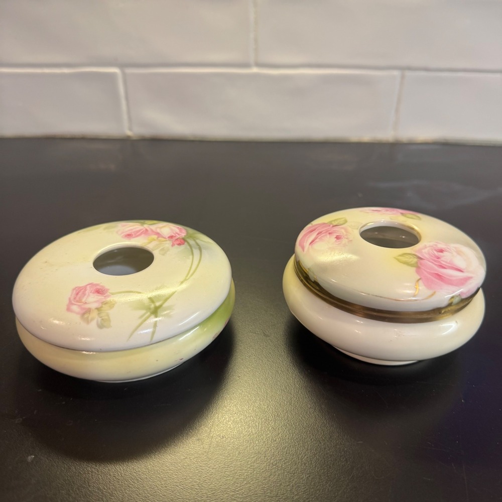 Royal Munich Bavaria Hair Receiver Set Women Cream Pink Rose Antique Porcelain